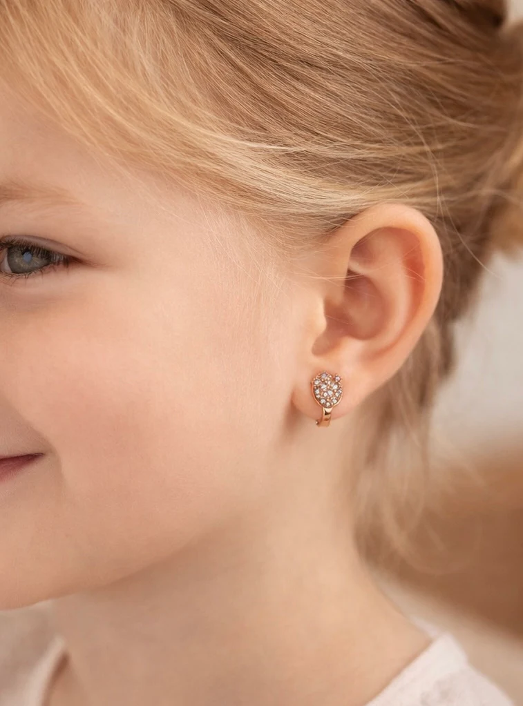 Lever Back Earrings in 14K/585 Rose Gold with Cubic Zirconia - Image 2
