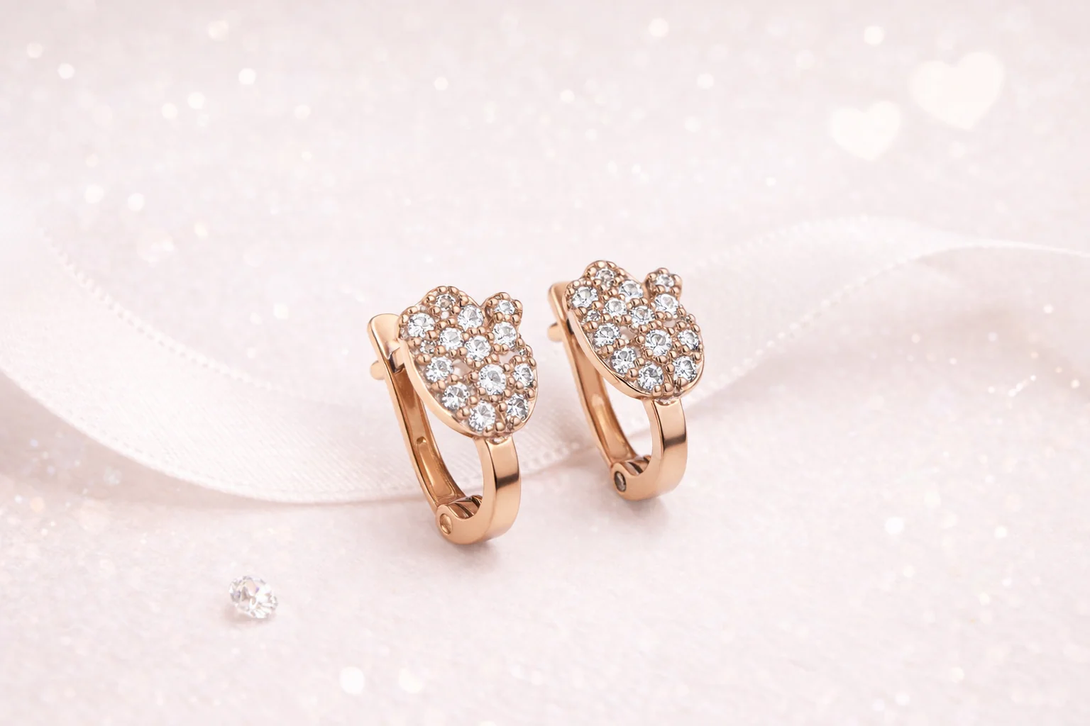 Lever Back Earrings in 14K/585 Rose Gold with Cubic Zirconia - Image 3
