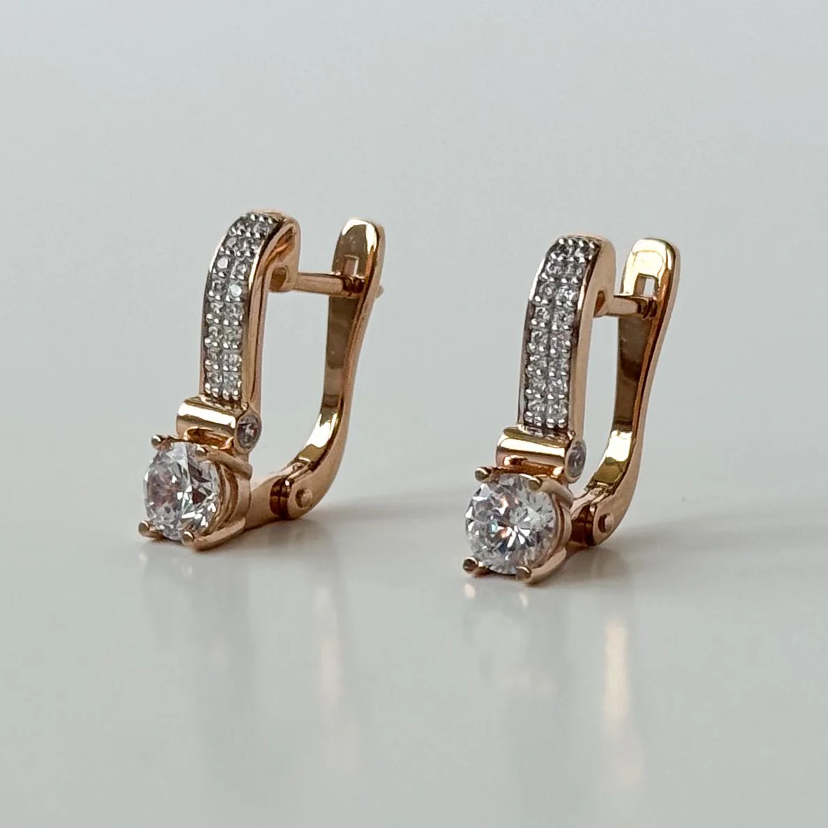 Lever Back Earrings in 14K/585 Rose Gold with Cubic Zirconia - Image 5