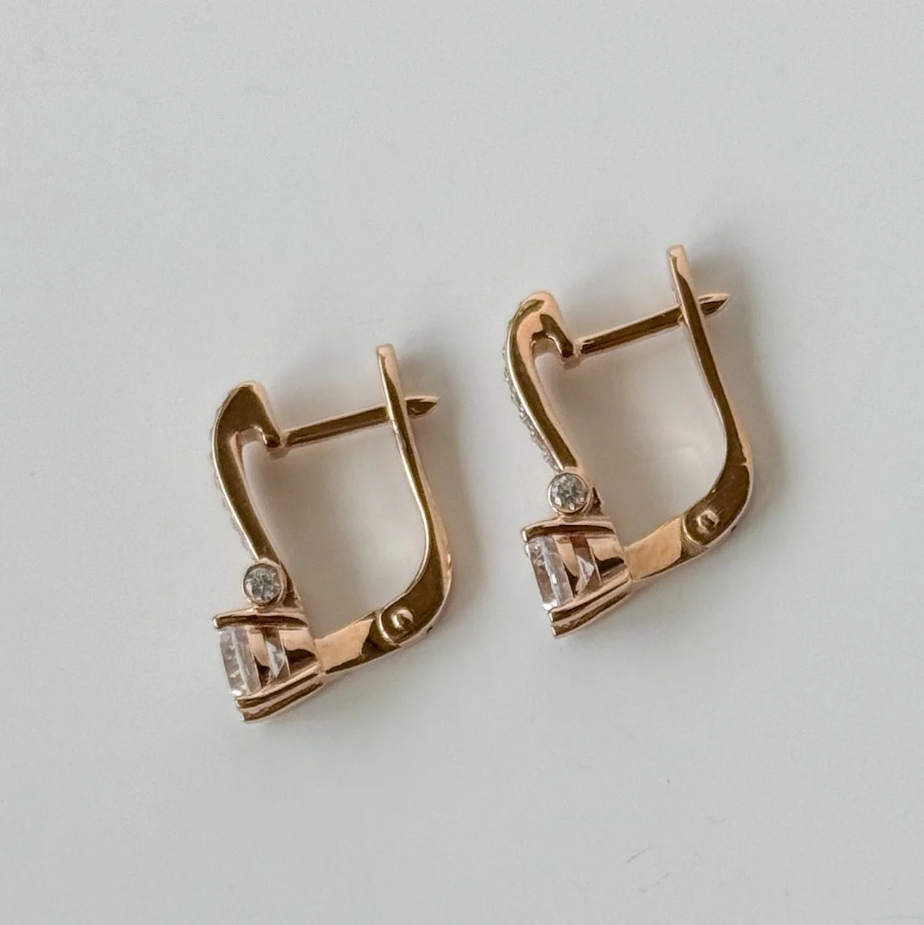 Lever Back Earrings in 14K/585 Rose Gold with Cubic Zirconia - Image 6