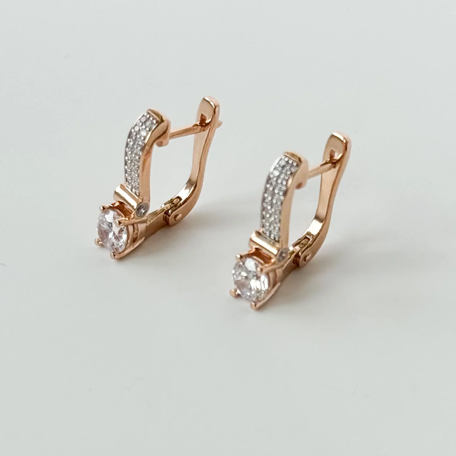 Lever Back Earrings in 14K/585 Rose Gold with Cubic Zirconia - Image 7