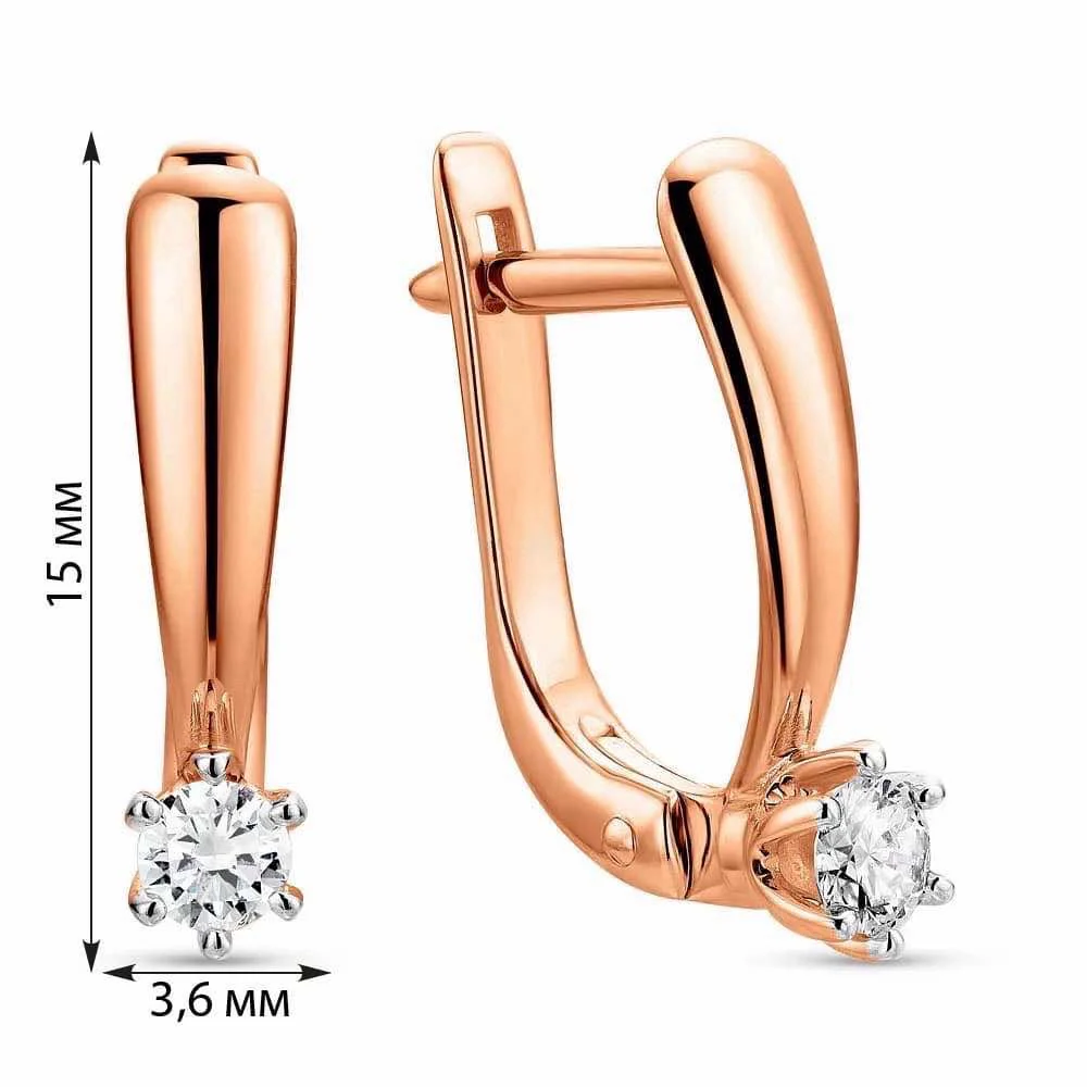 Lever Back Earrings in 14K/585 Rose Gold with Diamonds - Image 2