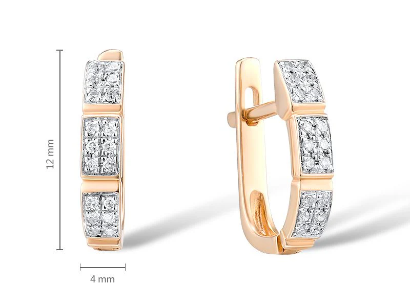 Lever Back Earrings in 14K/585 Rose Gold with Diamonds - Image 2