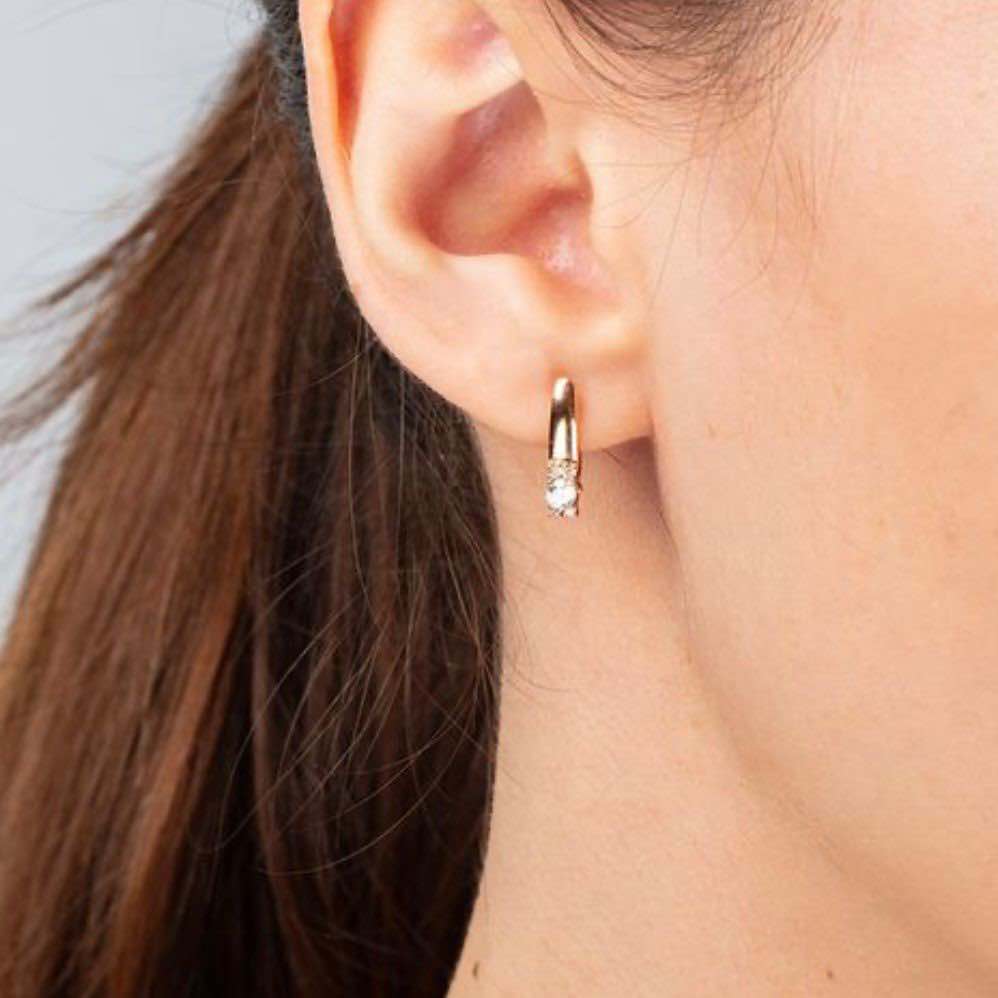 Lever Back Earrings in 14K/585 Rose Gold with Diamonds - Image 2