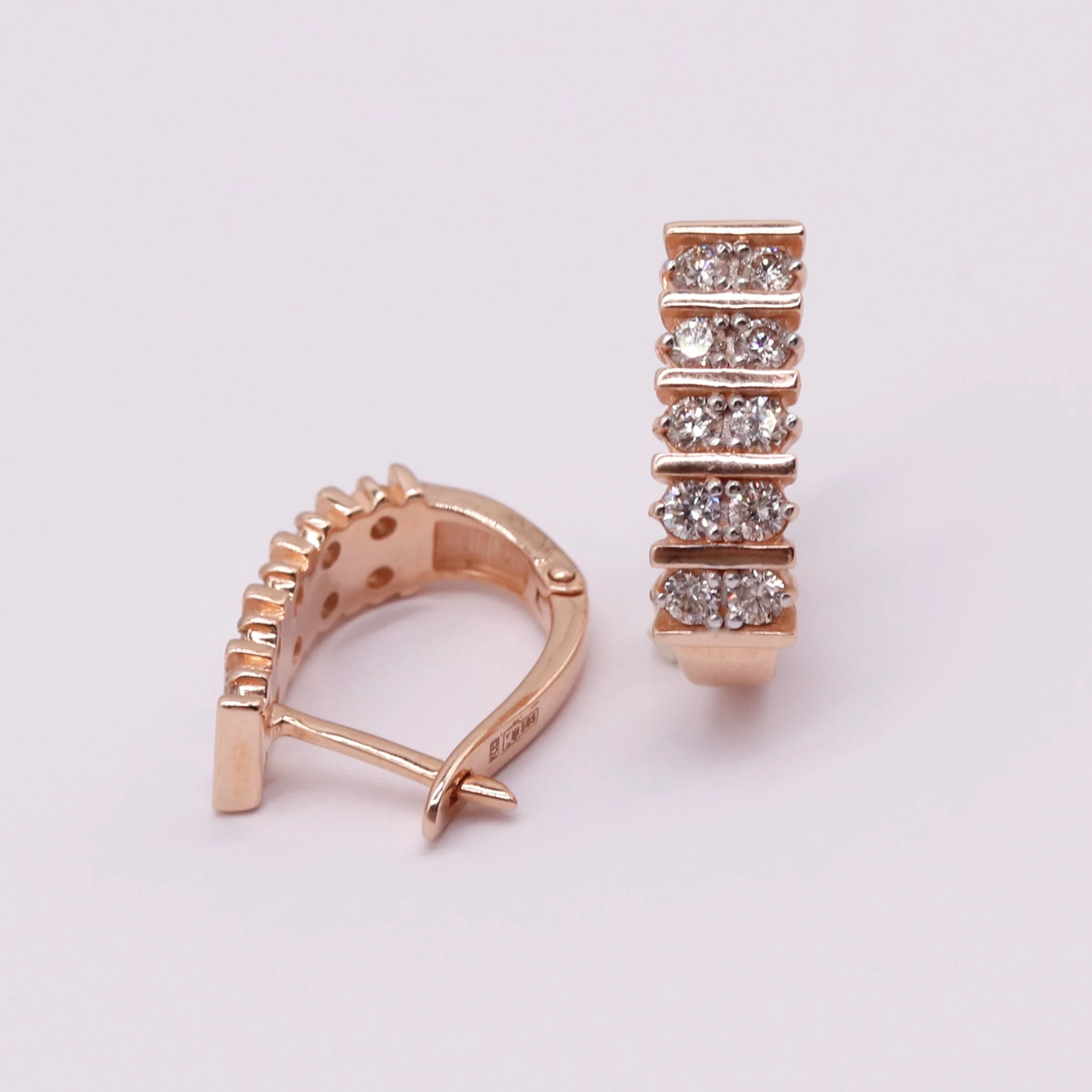 Lever Back Earrings in 14K/585 Rose Gold with Diamonds - Image 5