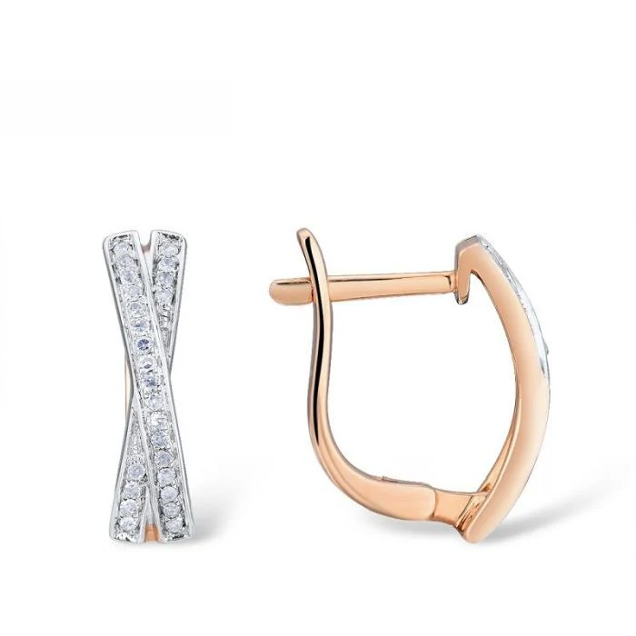 Lever Back Earrings in 14K/585 Rose Gold with Diamonds - Image 2
