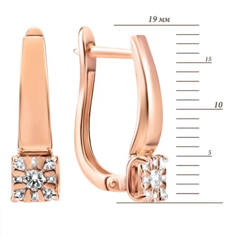 Lever Back Earrings in 14K/585 Rose Gold with Diamonds - Image 2