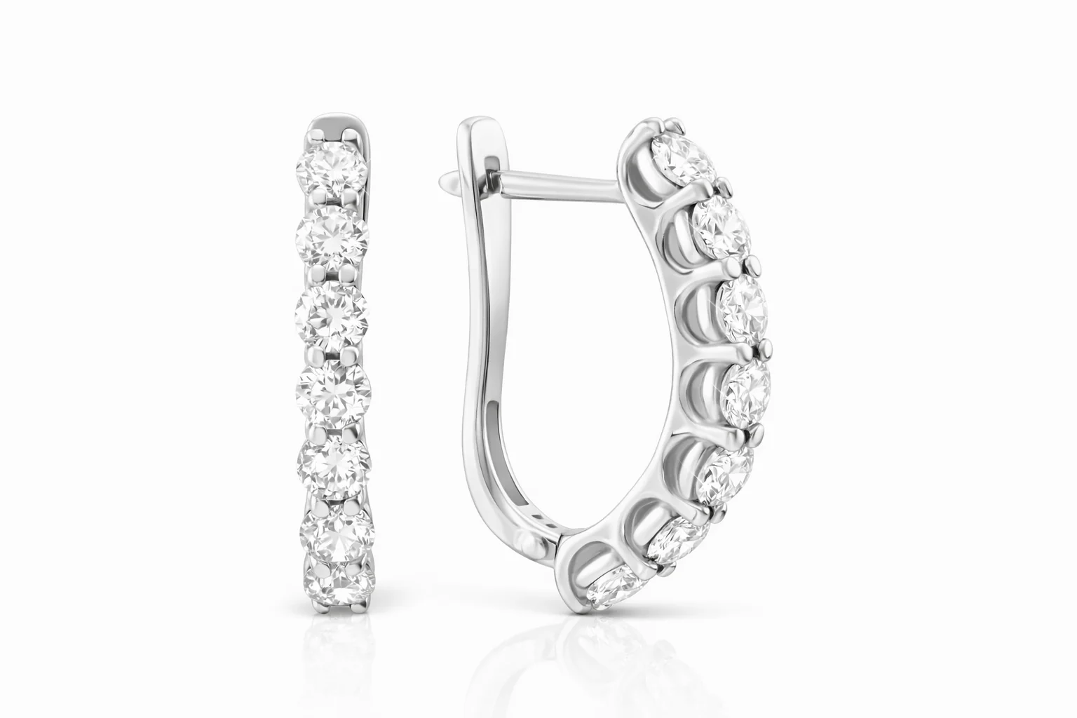Lever Back Earrings in 14K/585 White Gold with Diamonds - Image 3