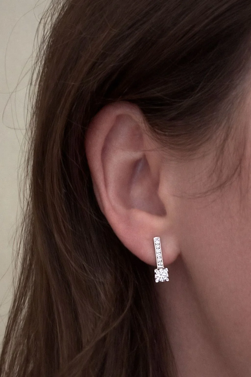 Lever Back Earrings in 14K/585 White Gold with Diamonds - Image 2