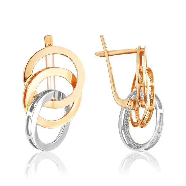 Lever Back Earrings in 14K/585 Rose and White Gold - Image 3