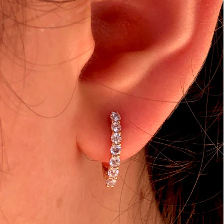 Lever Back Earrings in 14K/585 Rose Gold with Cubic Zirconia - Image 2
