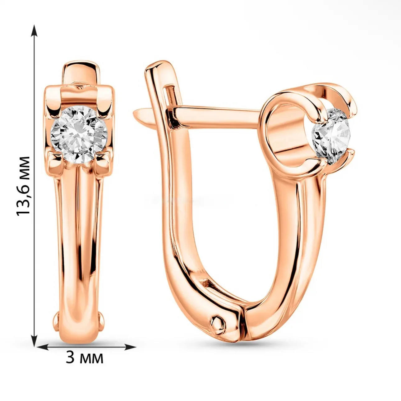 Lever Back Earrings in 14K/585 Rose Gold with Diamonds - Image 2