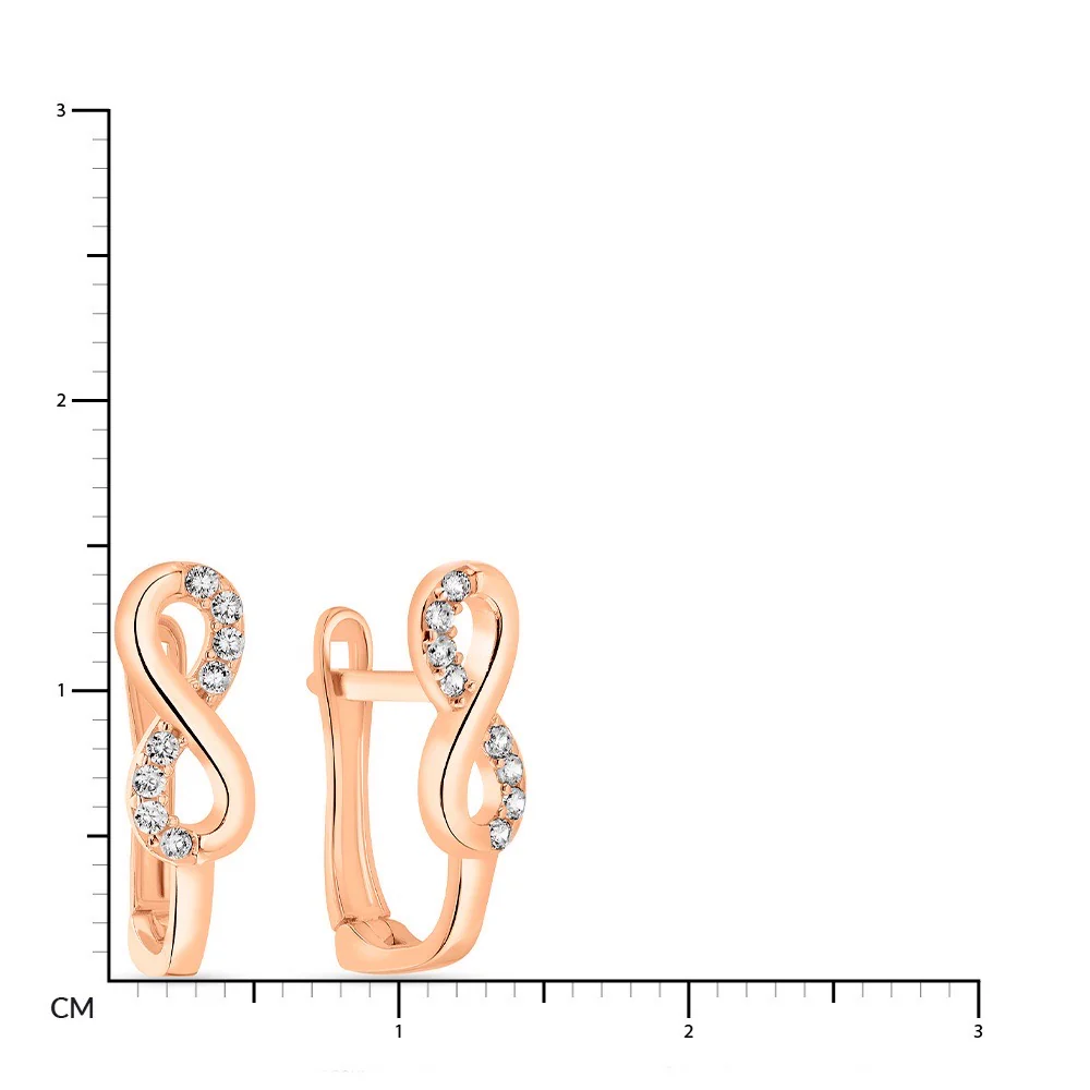 Lever Back Infinity Earrings in 14K/585 Rose Gold with Cubic Zirconia - Image 2