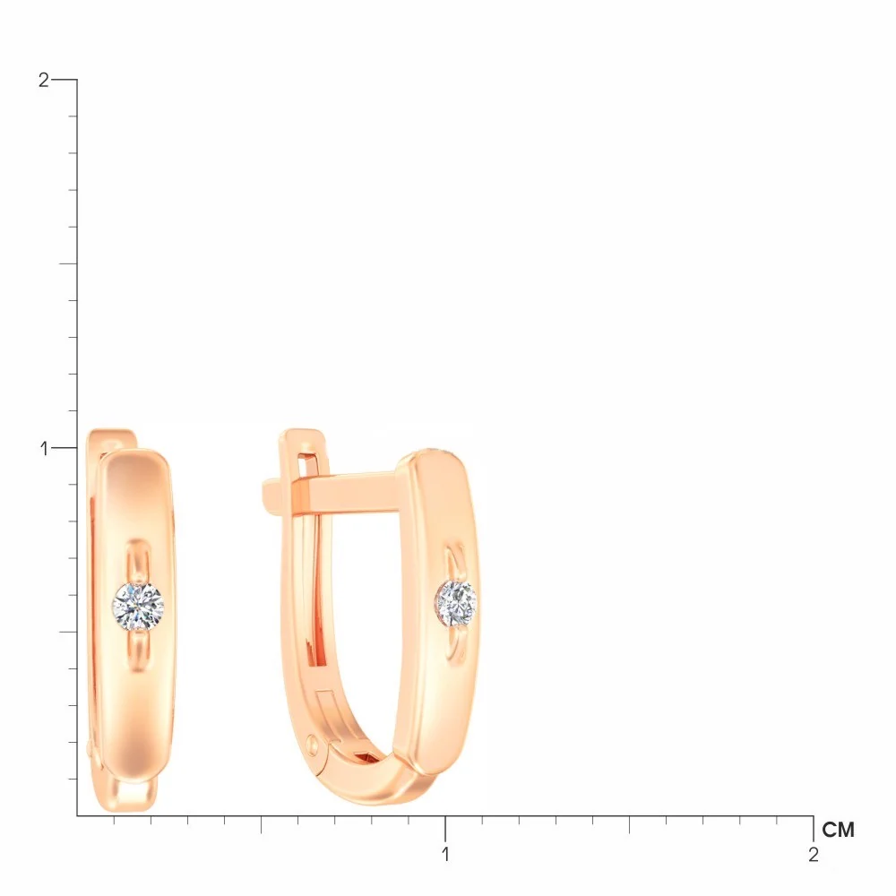 Lever Back Earrings in 14K/585 Rose Gold with Cubic Zirconia - Image 2
