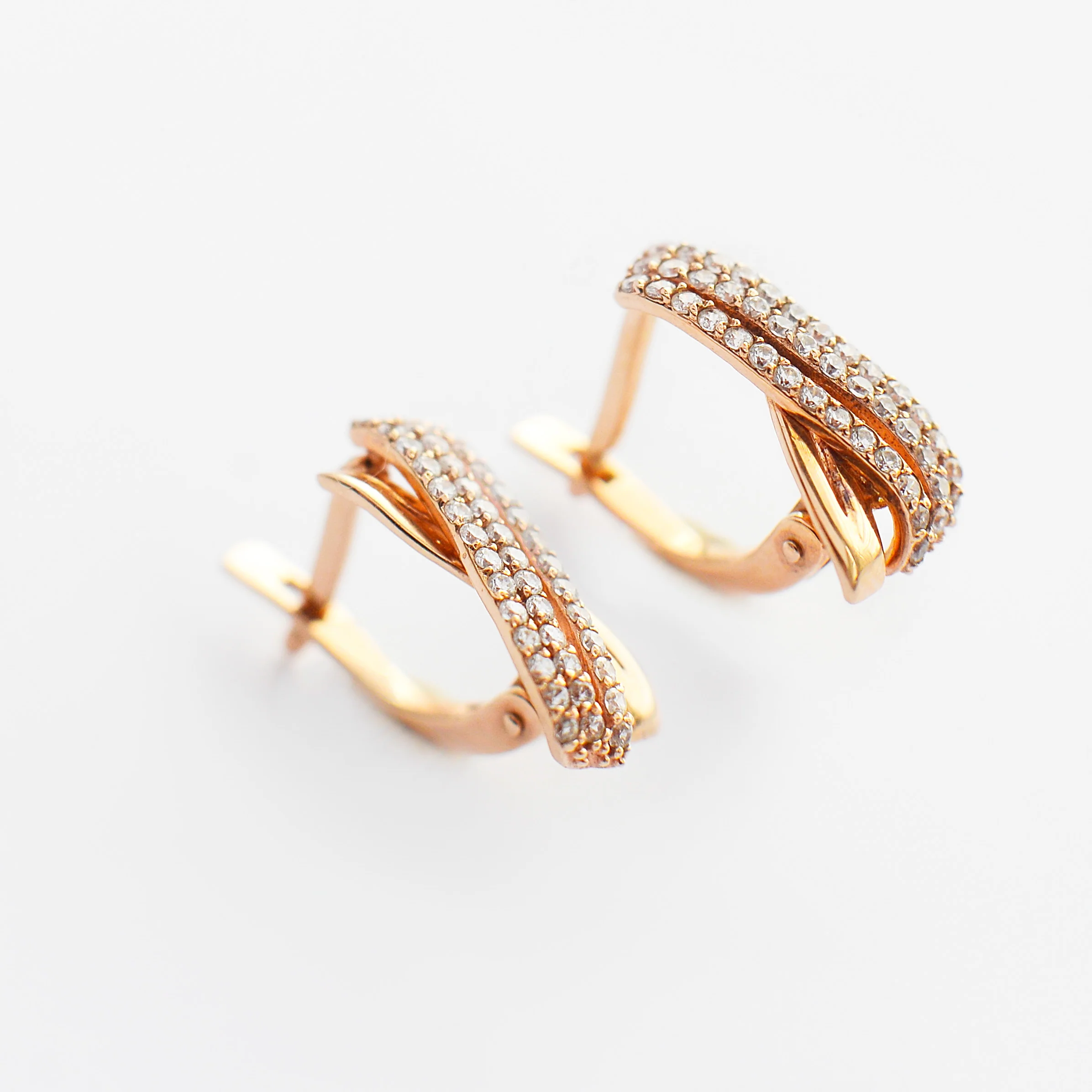 Lever Back Earrings in 14K/585 Rose Gold with Cubic Zirconia - Image 5