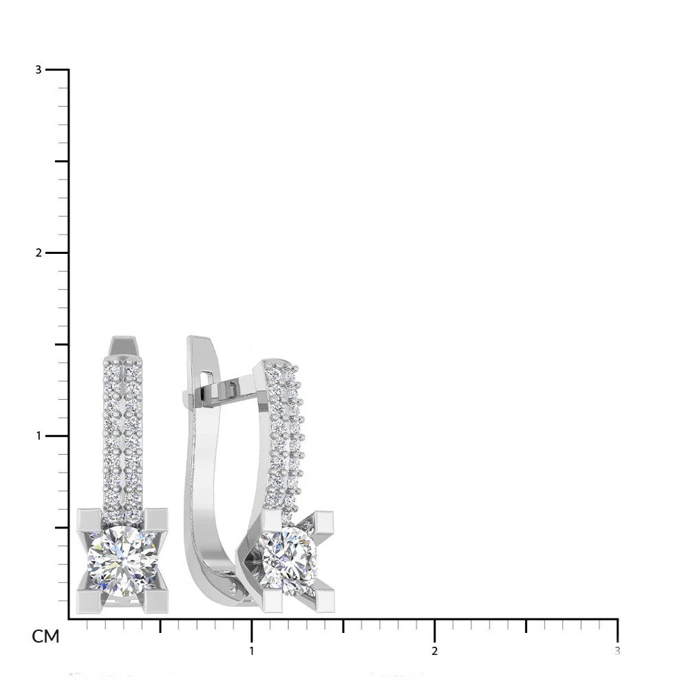 Lever Back Earrings in 14K/585 White Gold with Cubic Zirconia - Image 3