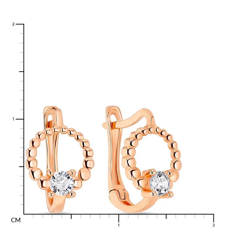 Lever Back Earrings in 14K/585 Rose Gold with Cubic Zirconia - Image 2
