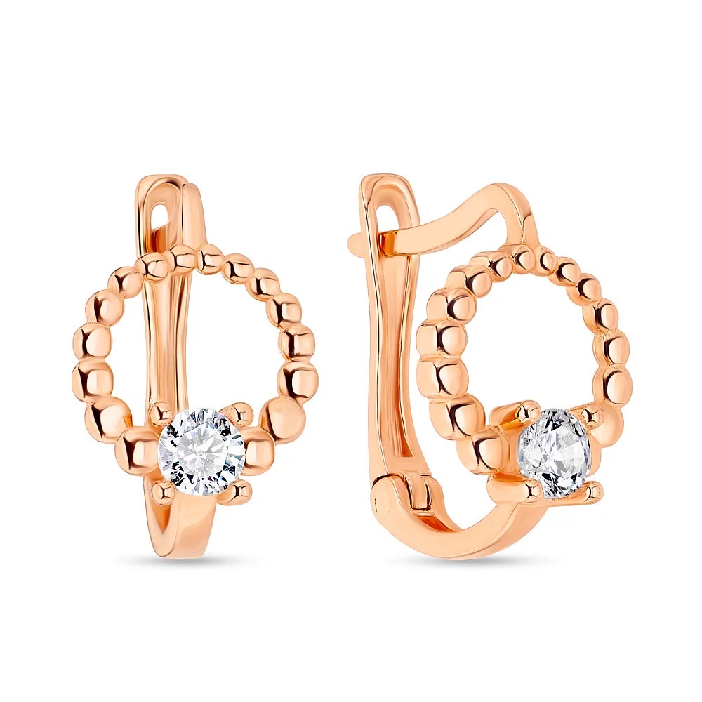 Lever Back Earrings in 14K/585 Rose Gold with Cubic Zirconia - Image 3