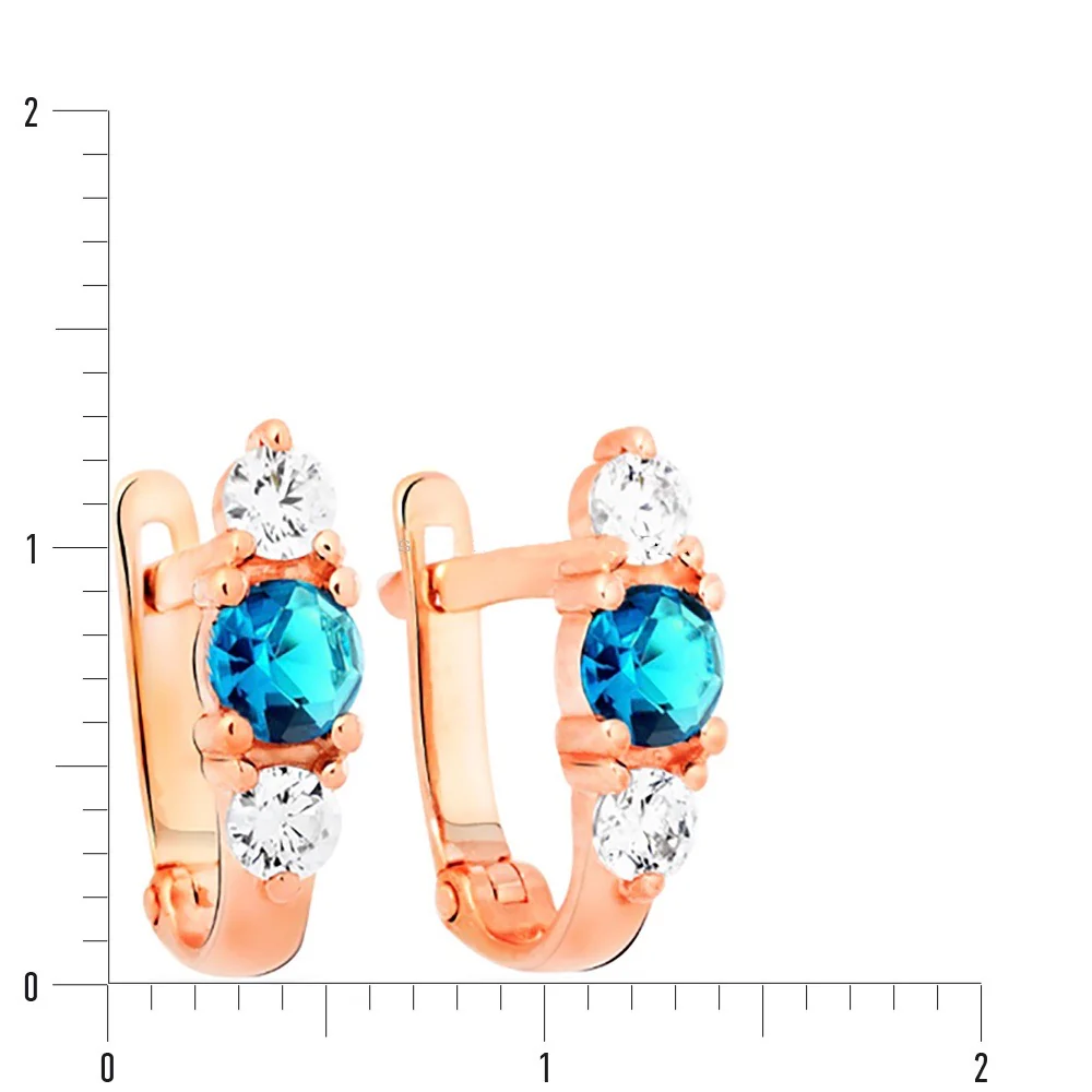 Lever Back Earrings in 14K/585 Rose Gold with Cubic Zirconia - Image 2
