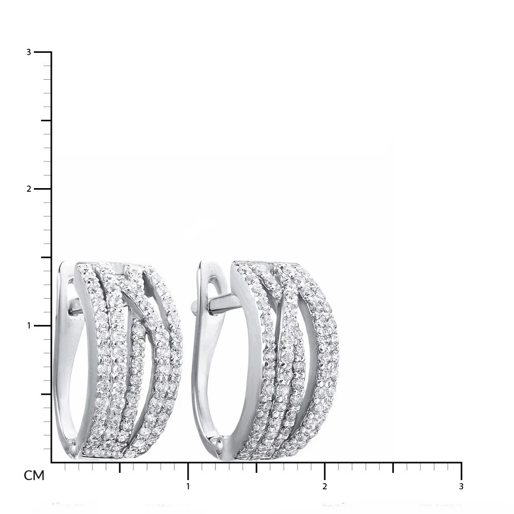 Lever Back Earrings with Cubic Zirconia in 14K/585 White Gold - Image 2