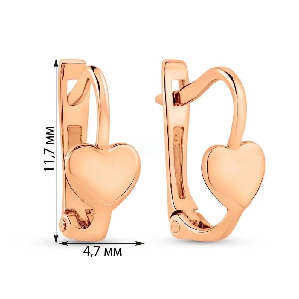 Lever Back Hearts Earrings in 14K/585 Rose Gold - Image 2