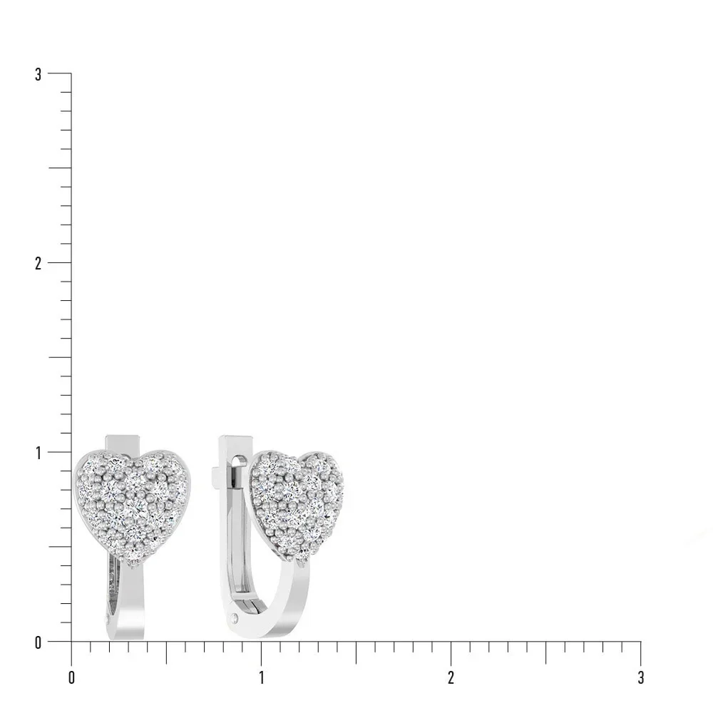 Hearts Lever Back Earrings in 14K/585 White Gold with Cubic Zirconia - Image 2
