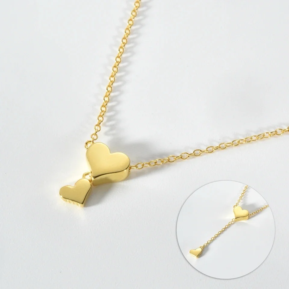 Long Heart Necklace in 14K/585 Yellow Gold - Image 4