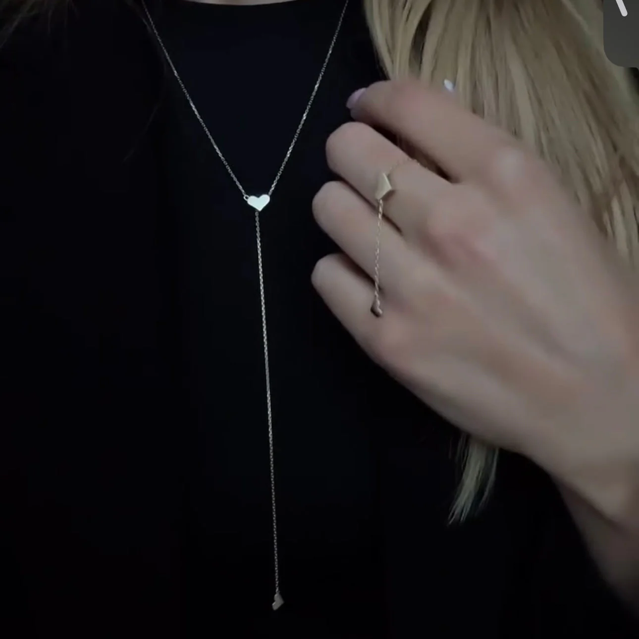 Long Heart Necklace in 925 Sterling Silver - Image 2