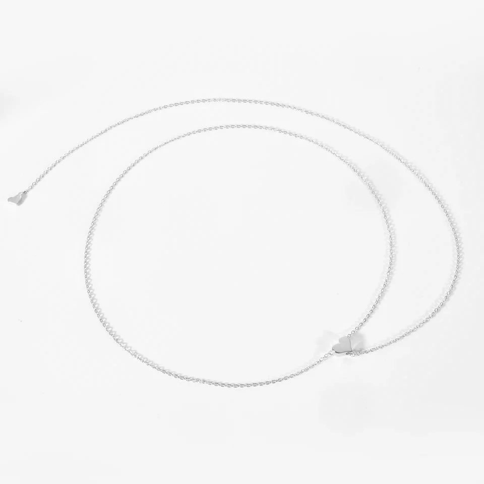 Long Heart Necklace in 925 Sterling Silver - Image 3