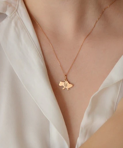 Map of Ukraine with Tryzub in 14K/585 Rose Gold - Image 2