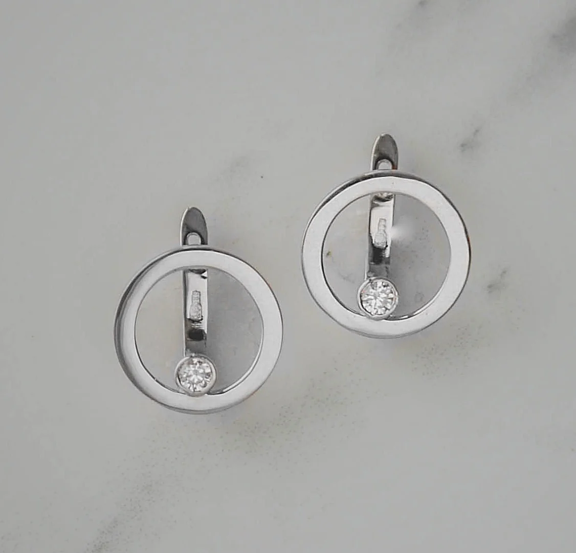 Lever Back Earrings in 14K/585 White Gold - Image 3