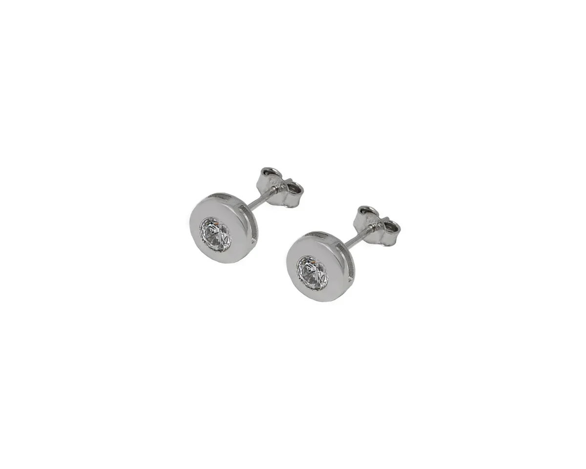 Minimalist Studs in 14K/585 White Gold with Cubic Zirconia