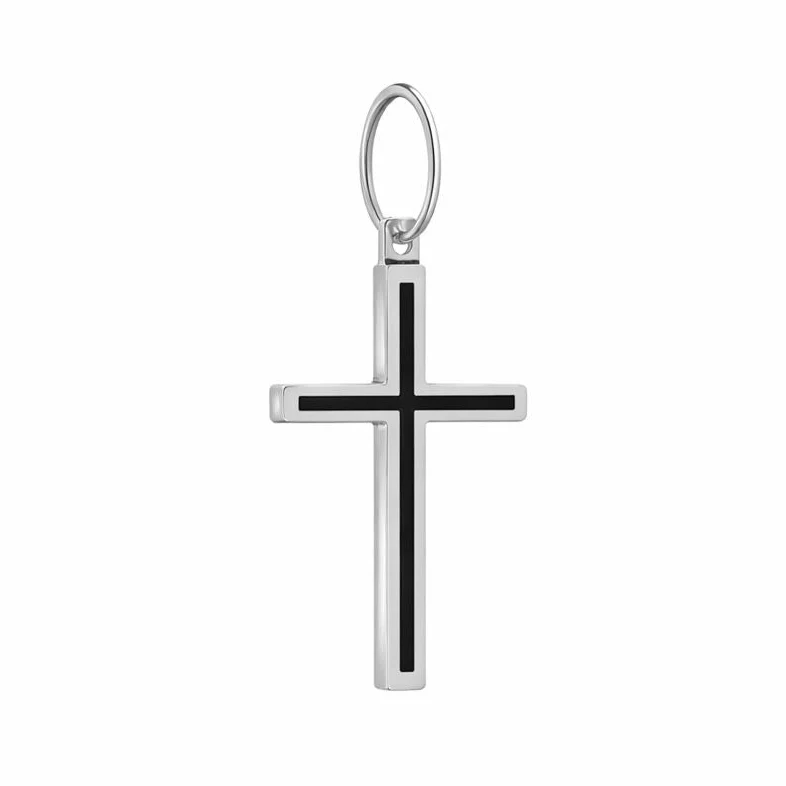 Minimalistic Cross in 14K/585 White Gold with Enamel