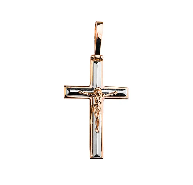 Minimalistic Cross in 14K/585 Rose and White Gold