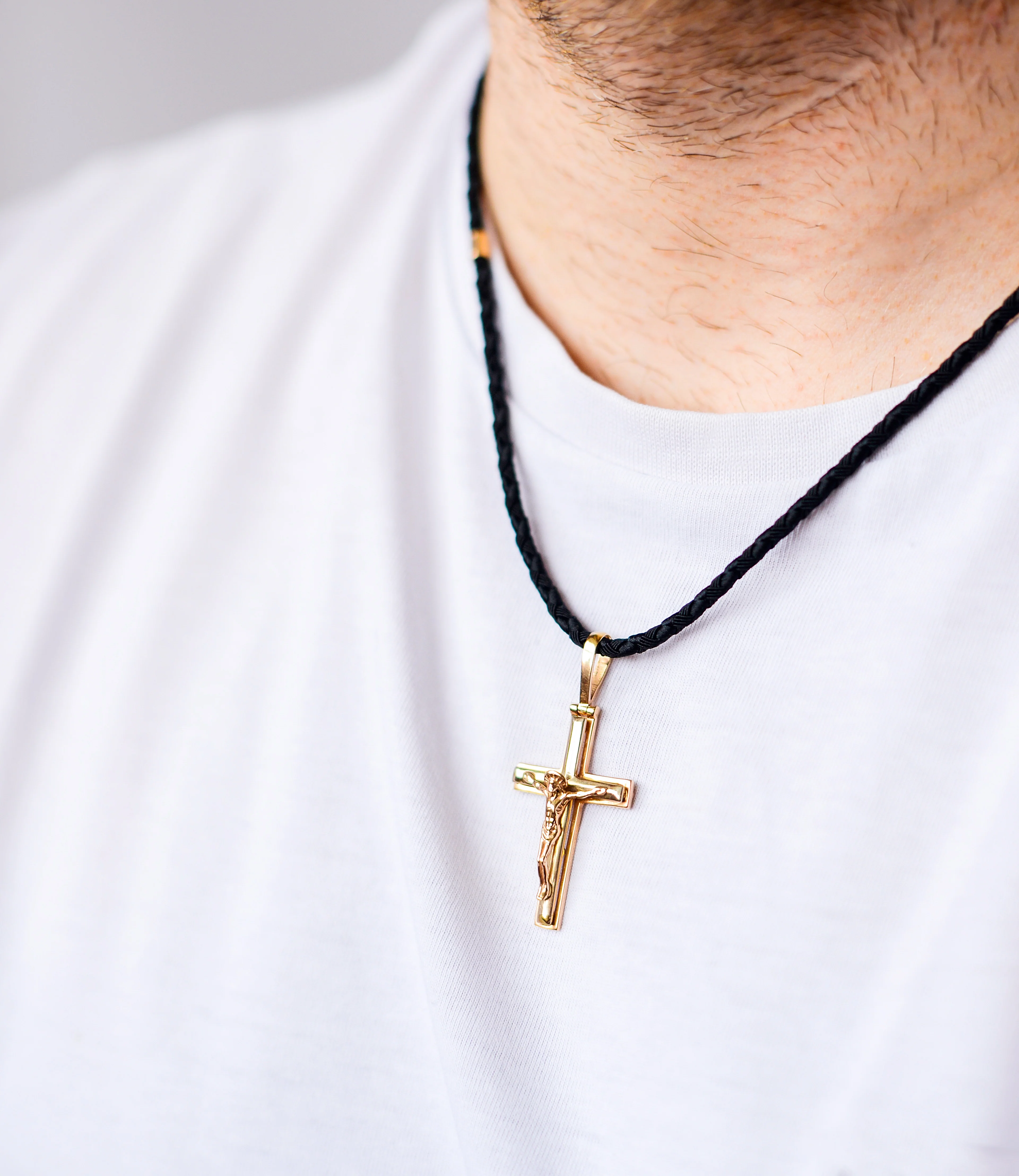 Minimalistic Cross in 14K/585 Rose and White Gold - Image 2