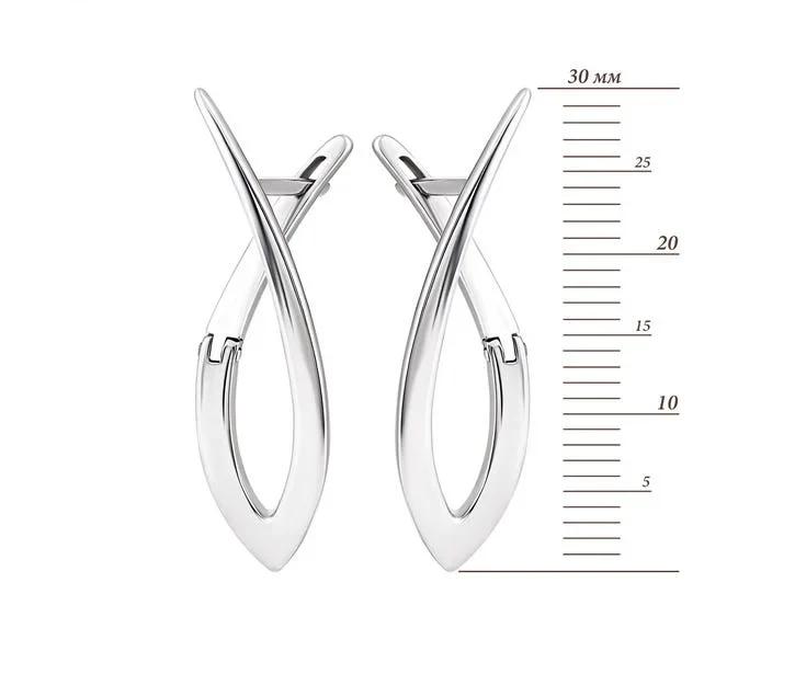 Modern Ribbon Earrings in 14K/585 White Gold - Image 3