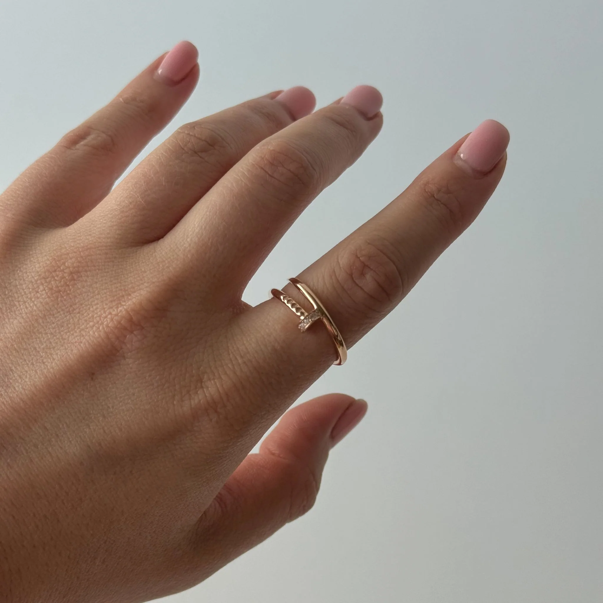 Nail Ring in 14K/585 Rose Gold with Cubic Zirconia - Image 2