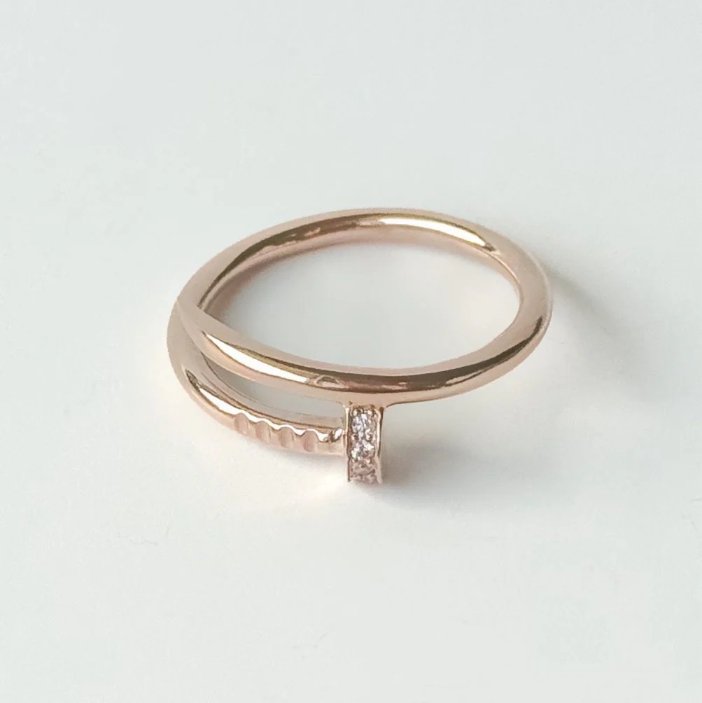 Nail Ring in 14K/585 Rose Gold with Cubic Zirconia - Image 3