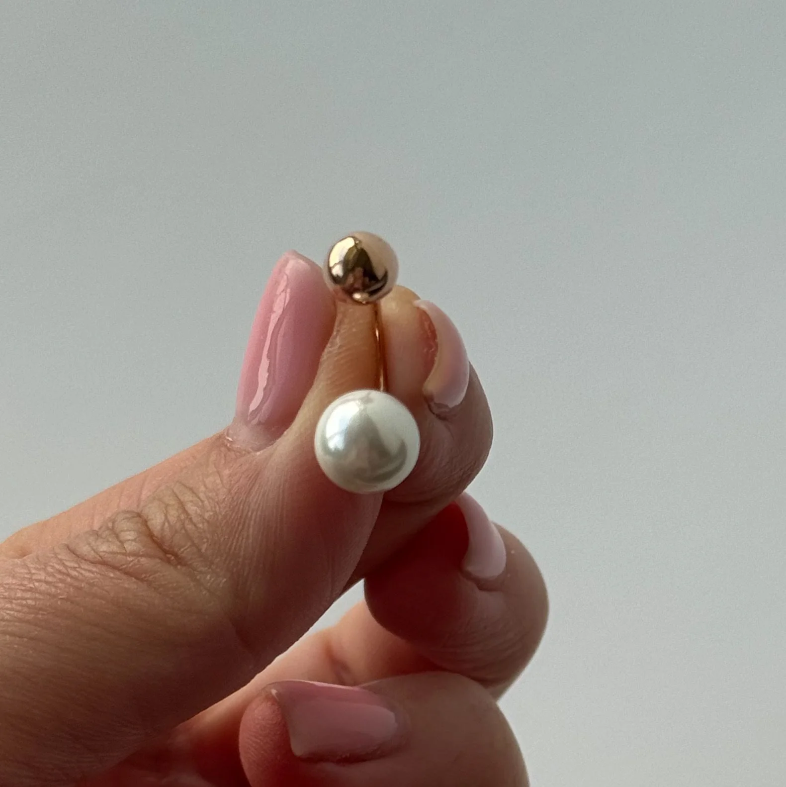Navel Earring in 14K/585 Rose Gold with Pearl - Image 3