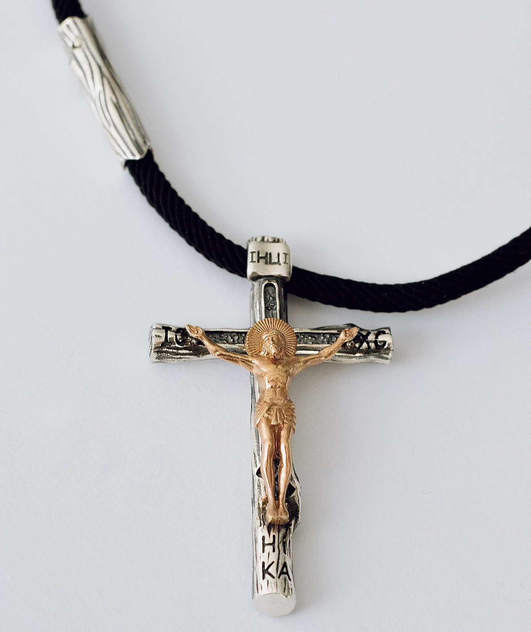 925 Sterling Silver Cross Necklace with Rose Gold Plated Jesus - Image 5
