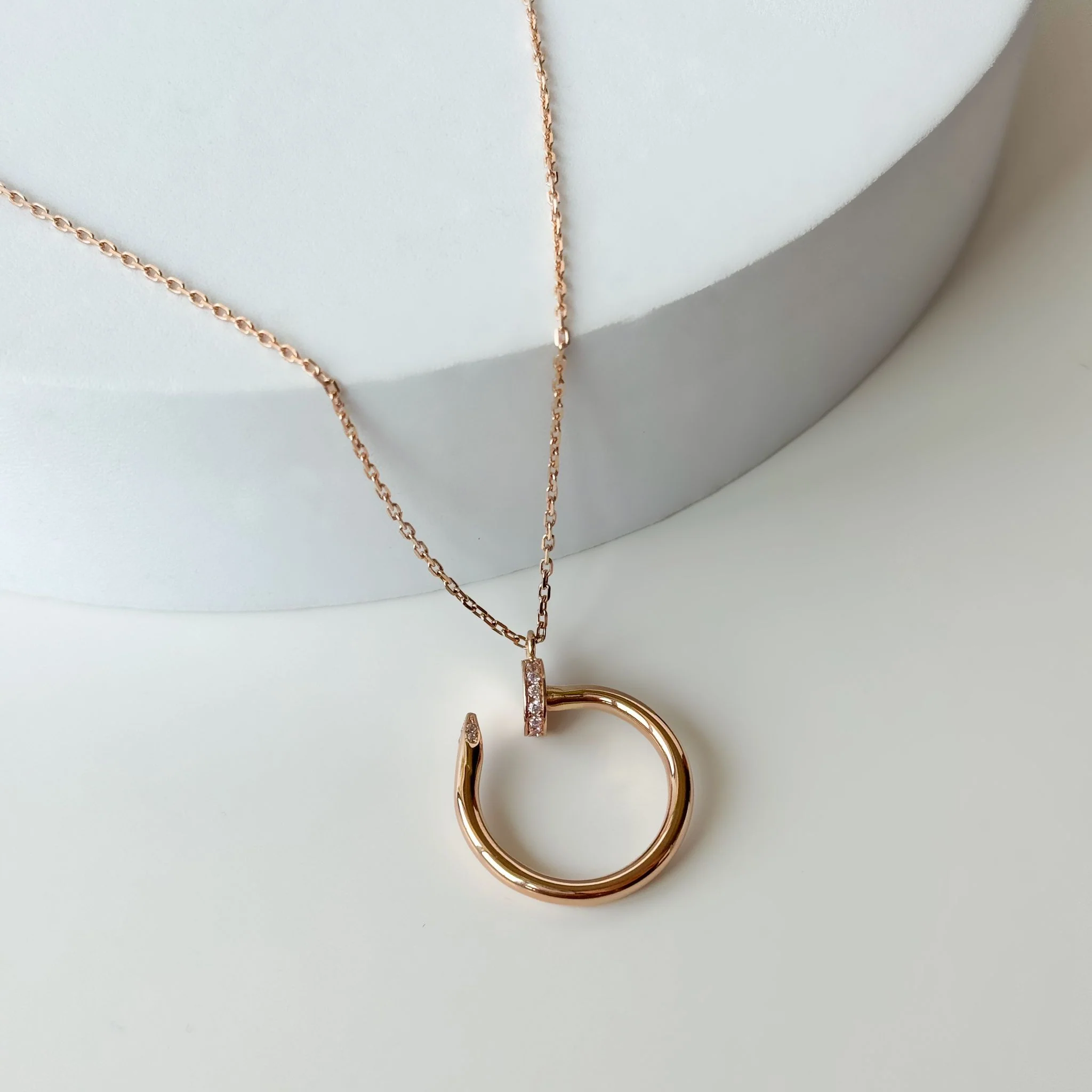 Necklace in 14K/585 Rose Gold with Cubic Zirconia Nail - Image 3