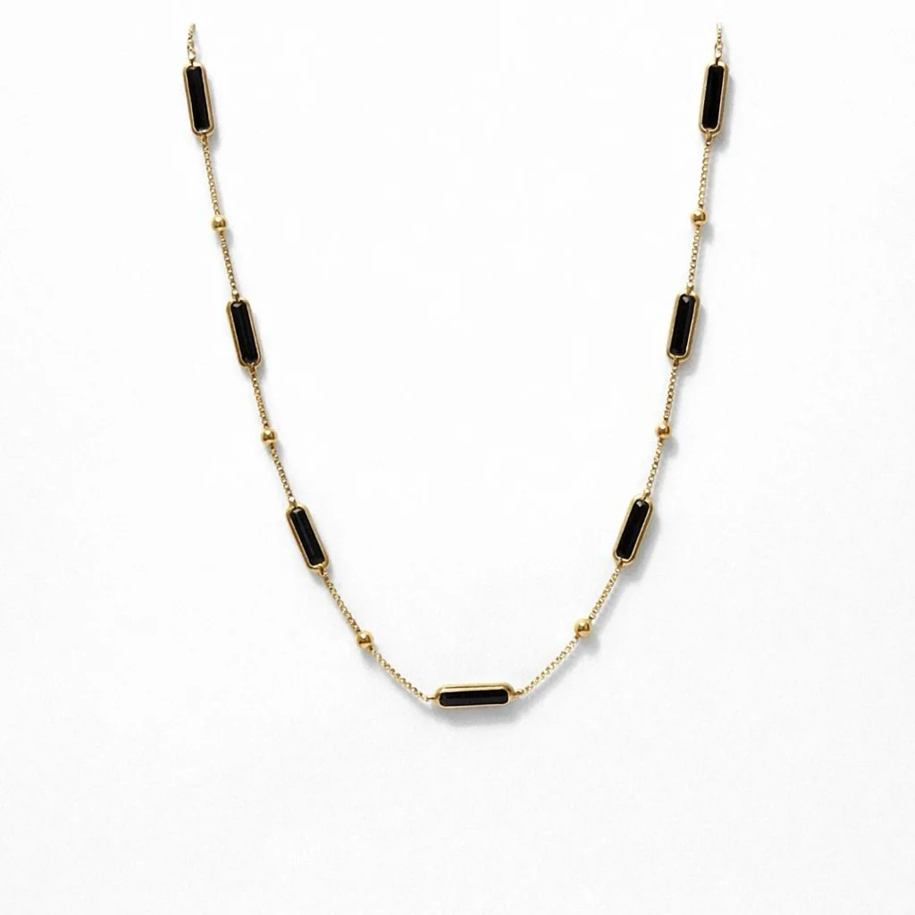Necklace in 14K/585 Yellow Gold with Black Onyx