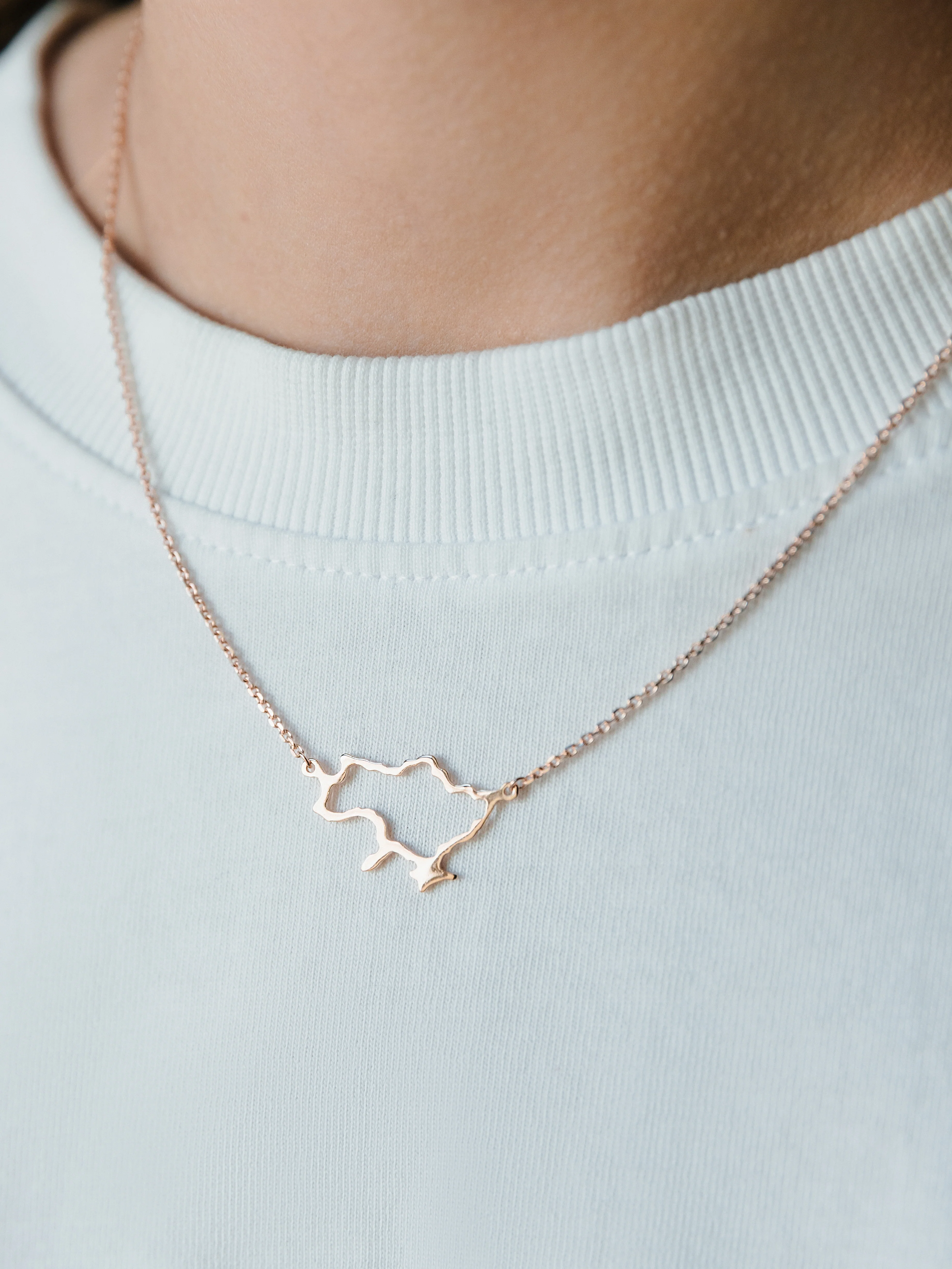 Necklace in 14K/585 Rose Gold Map of Ukraine - Image 2