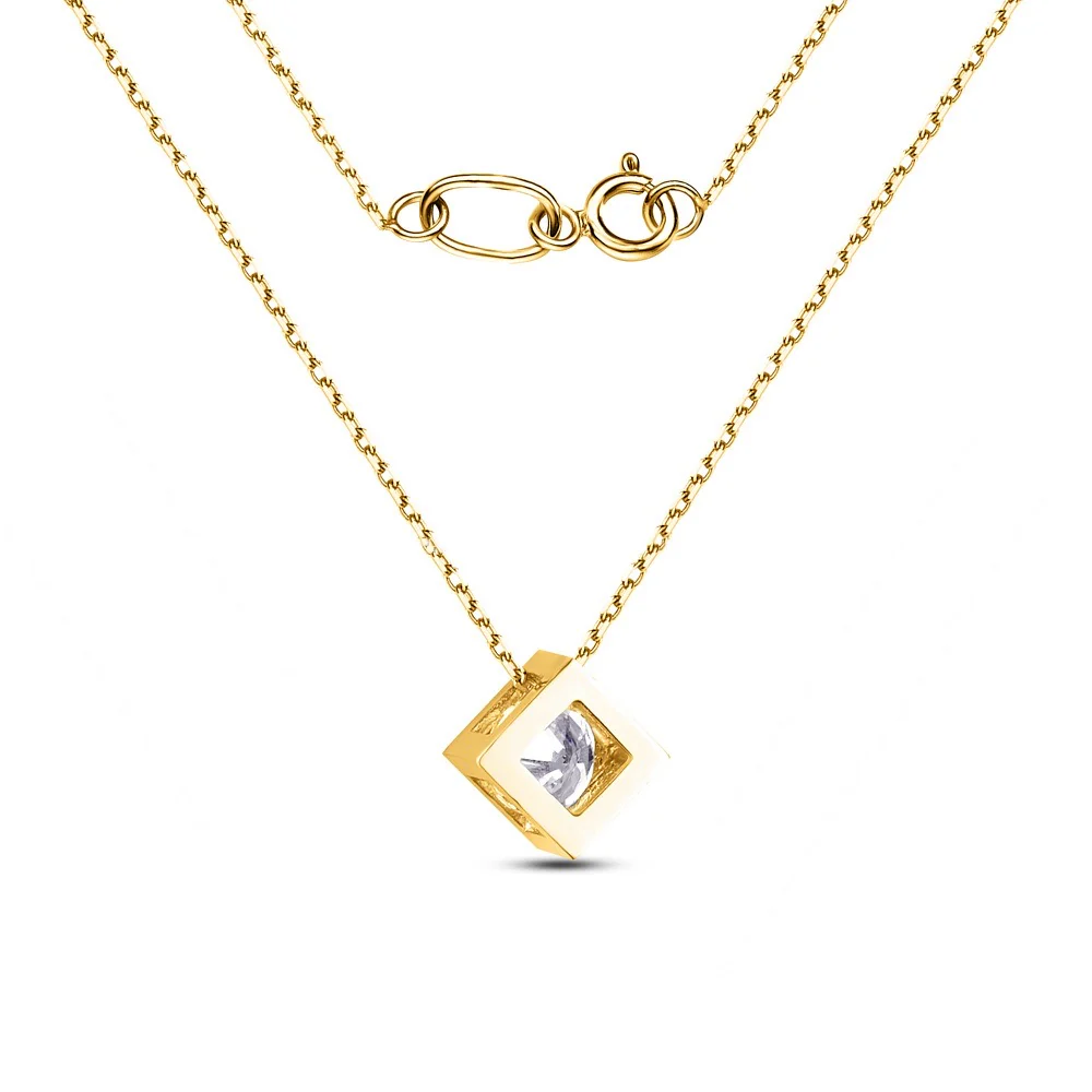 Necklace with Cubic Zirconia in 14K/585 Yellow Gold - Image 2
