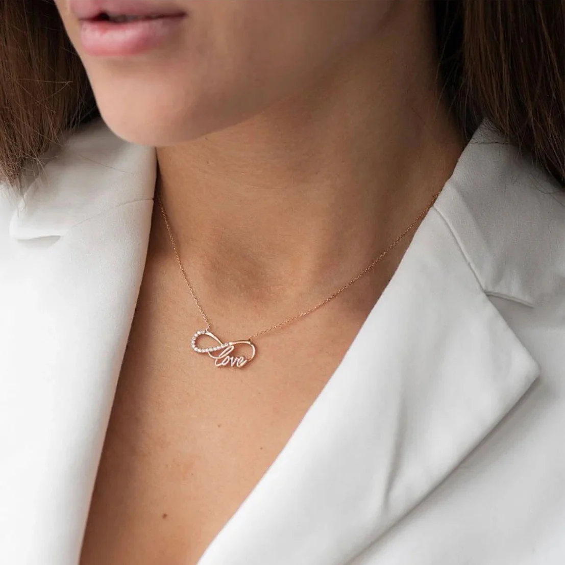 Infinity Love Necklace in 14K/585 Yellow and White Gold - Image 2