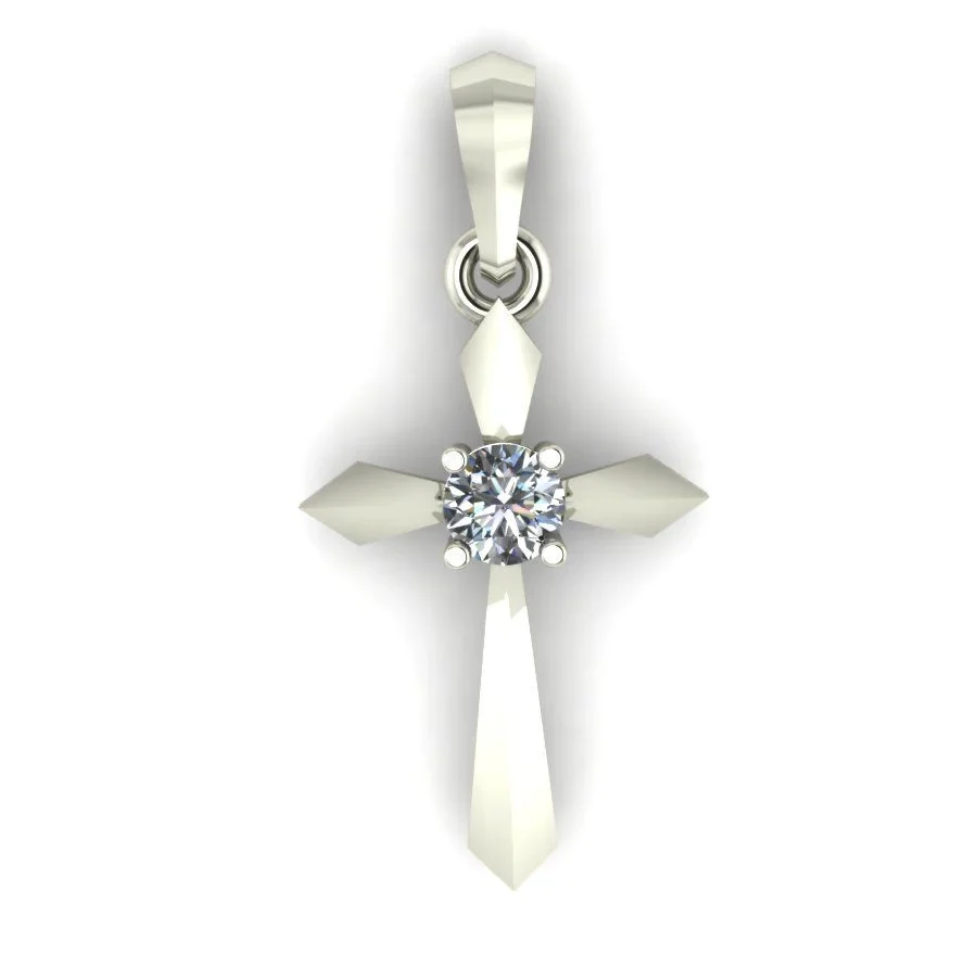 One Stone Cross in 14K/585 White Gold with Cubic Zirconia - Image 2