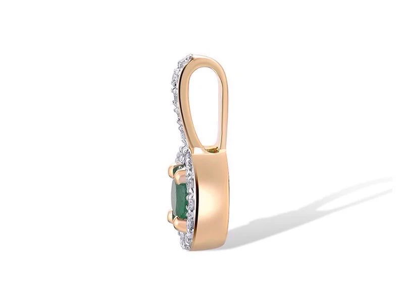 Pendant in 14K/585 Rose Gold with Emerald and Diamonds - Image 2