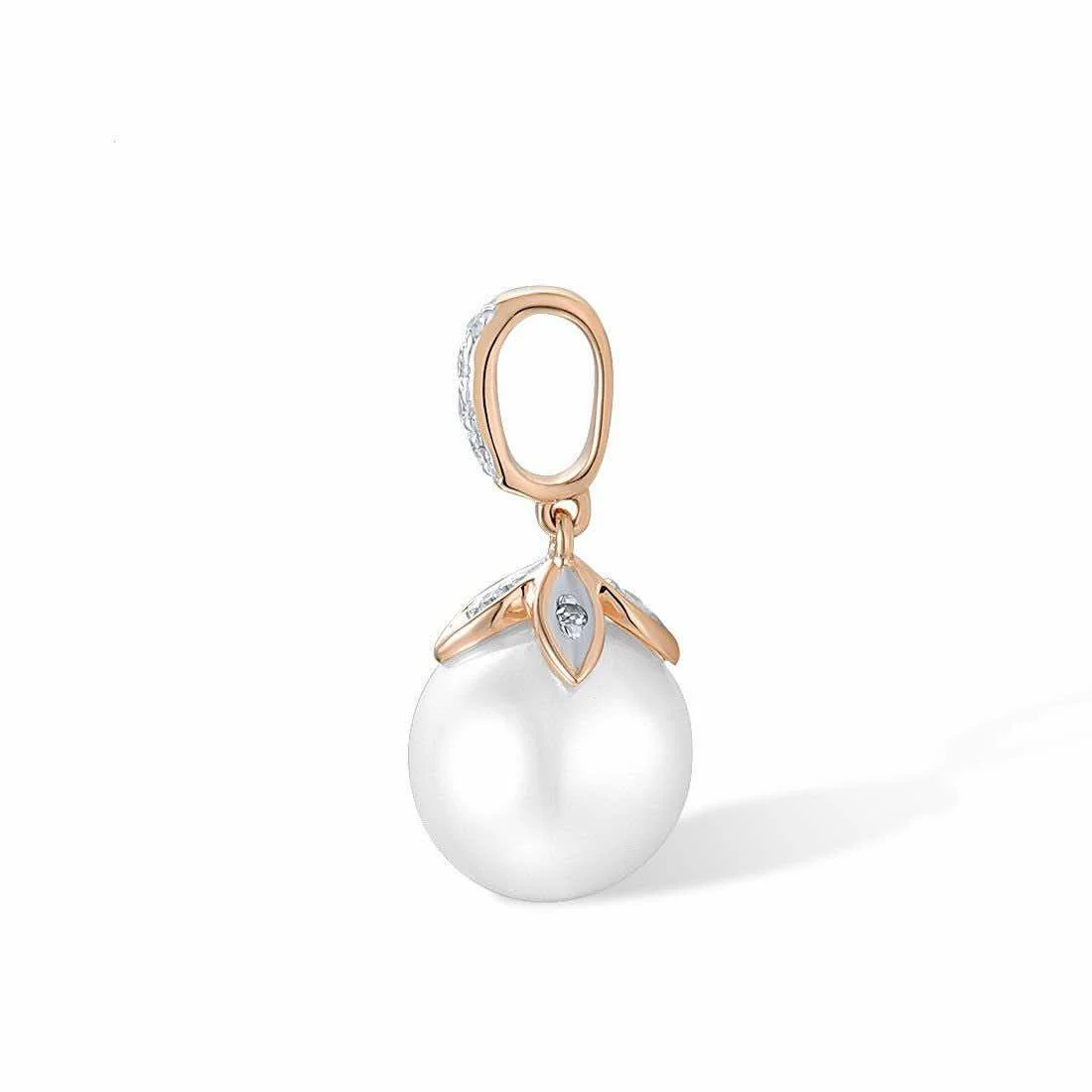 Pendant in 14K/585 Rose Gold with Fresh Water Pearl and Diamonds - Image 2