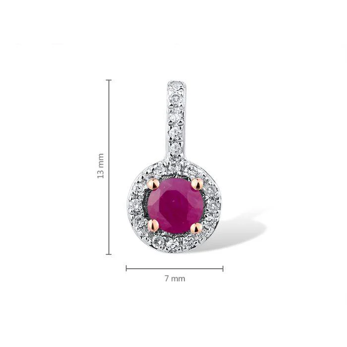 Pendant in 14K/585 Rose Gold with Ruby and Diamonds - Image 2