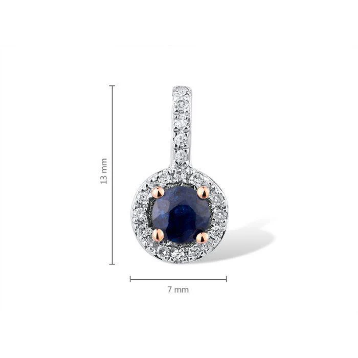 Pendant in 14K/585 Rose Gold with Sapphire and Diamonds - Image 2
